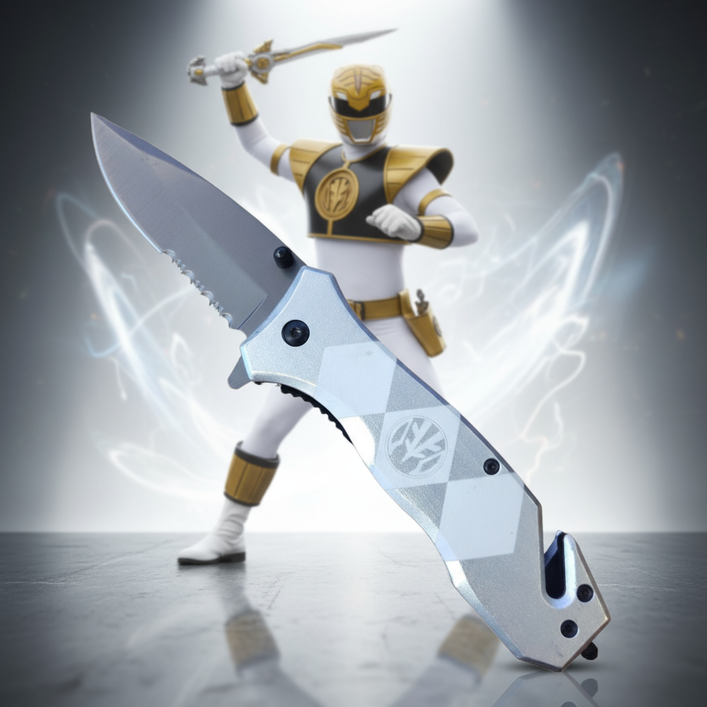 MMPR White Ranger Pocket Knife
