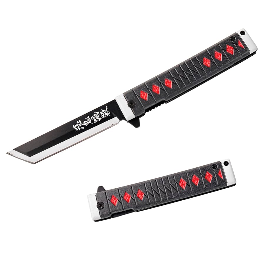 Demon Slayer Tanjrio Water Wheel Katana Spring Assisted Knife