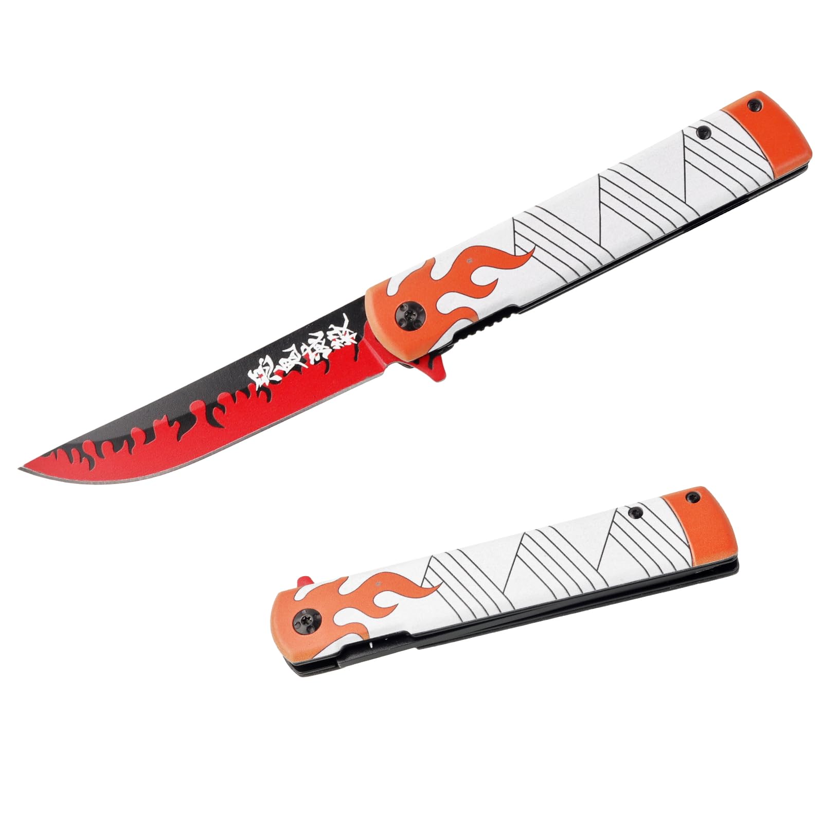 Demon Slayer Rengoku Flame Katana Spring Assisted Knife