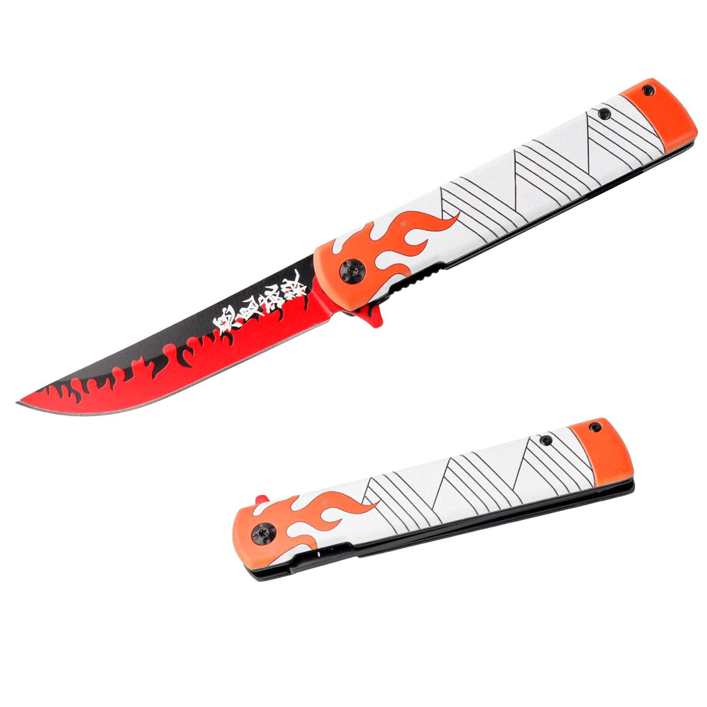 Demon Slayer Tanjrio Flame Katana Spring Assisted Knife