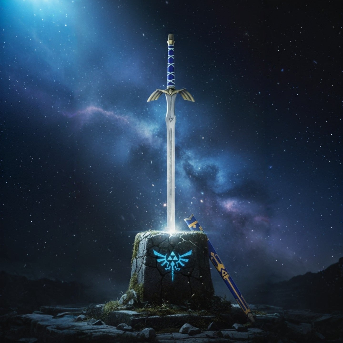 Legend Of Zelda- Metal Master Sword with Blue Leather Sheath (Blue)