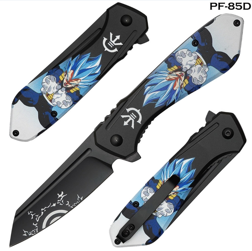 Dragon Ball Knife- Vegeta Super Saiyan God SPRING ASSISSITED KNIFE