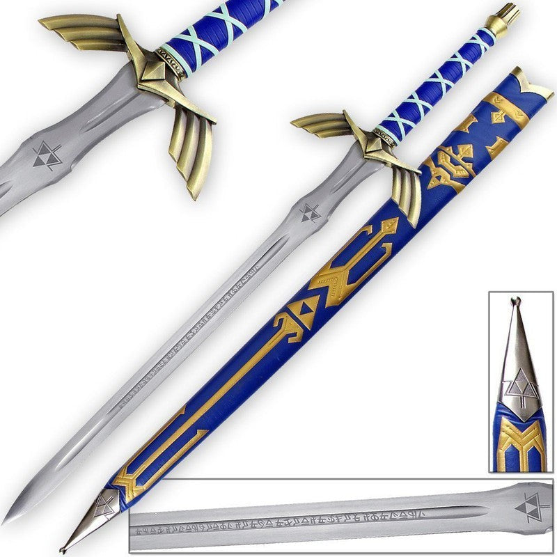 Legend Of Zelda- Metal Master Sword with Blue Leather Sheath (Blue)