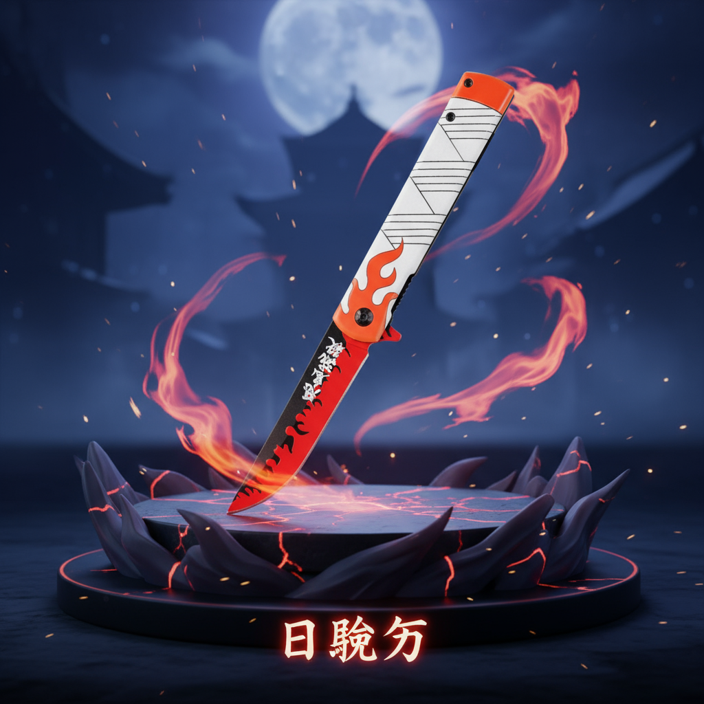 Demon Slayer Rengoku Flame Katana Spring Assisted Knife