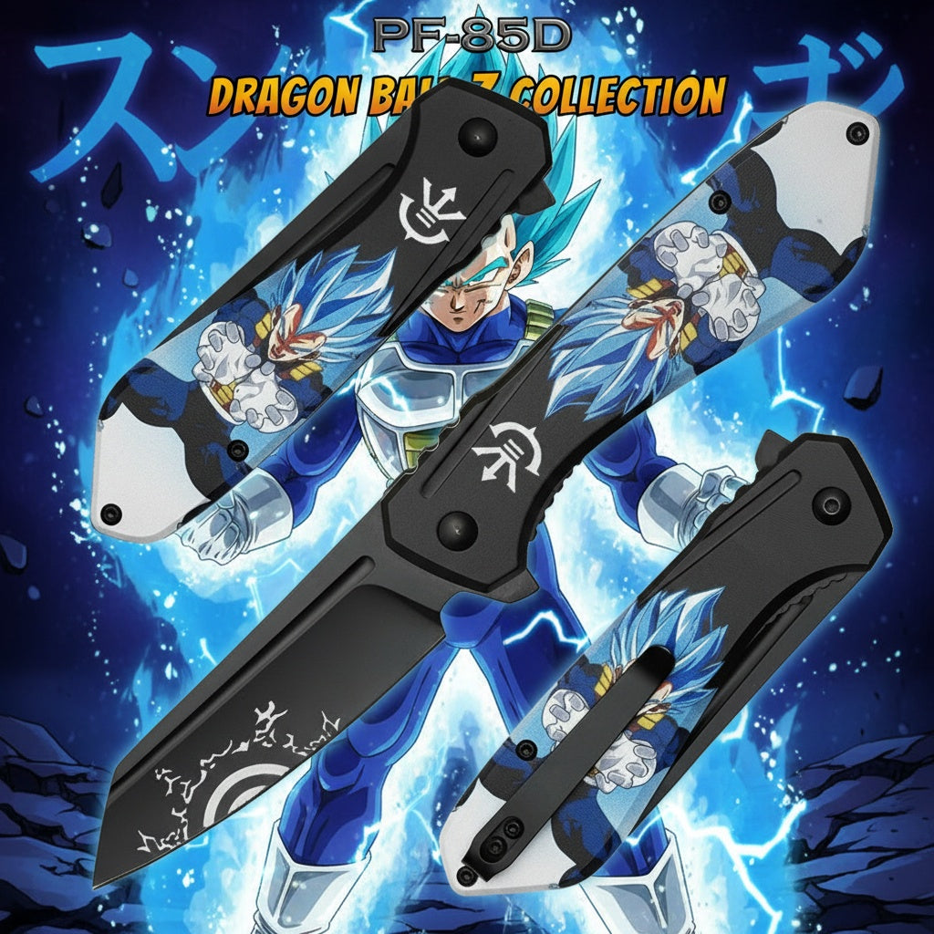 Dragon Ball Knife- Vegeta Super Saiyan God SPRING ASSISSITED KNIFE