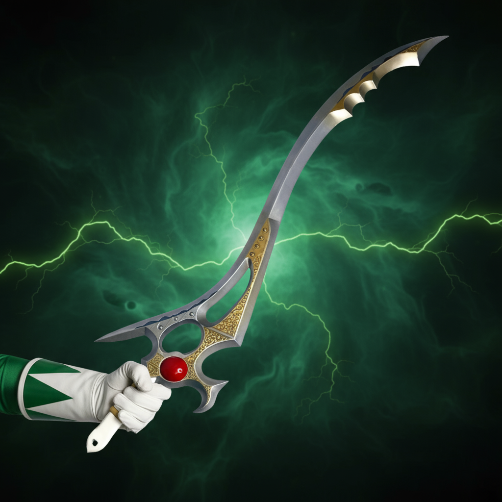 Might Morphin Power Rangers- Green Ranger FOAM Sword Of Darkness