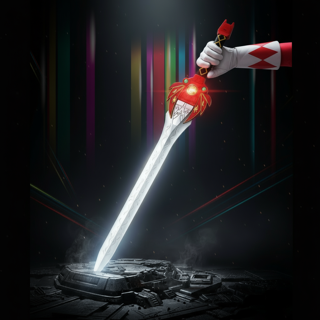 Metal Ragger Mighty Morphin Power Rangers - Metal Red Power Ranger Power Sword ...