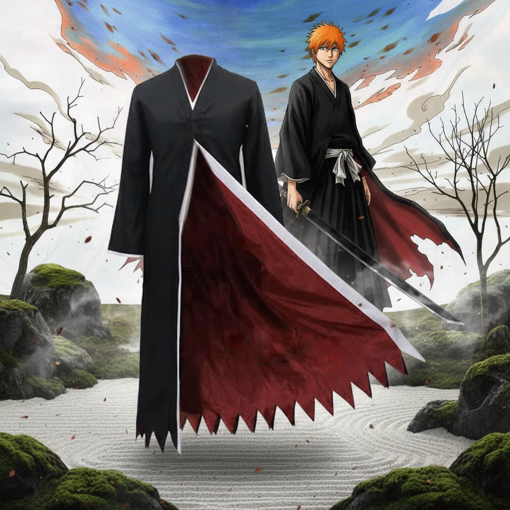 Bleach Cosplay- Ichigo's Tensa Zangetsu (Red and Black Robe)