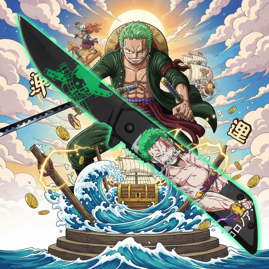 One Piece Knife – Roronoa Zoro Face SPRING ASSISTED KNIFE
