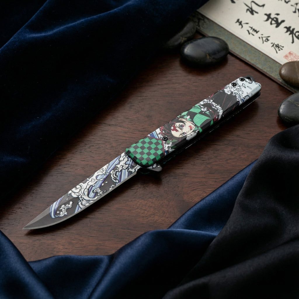 Demon Slayer Tanjrio Art Katana Spring Assisted Knife