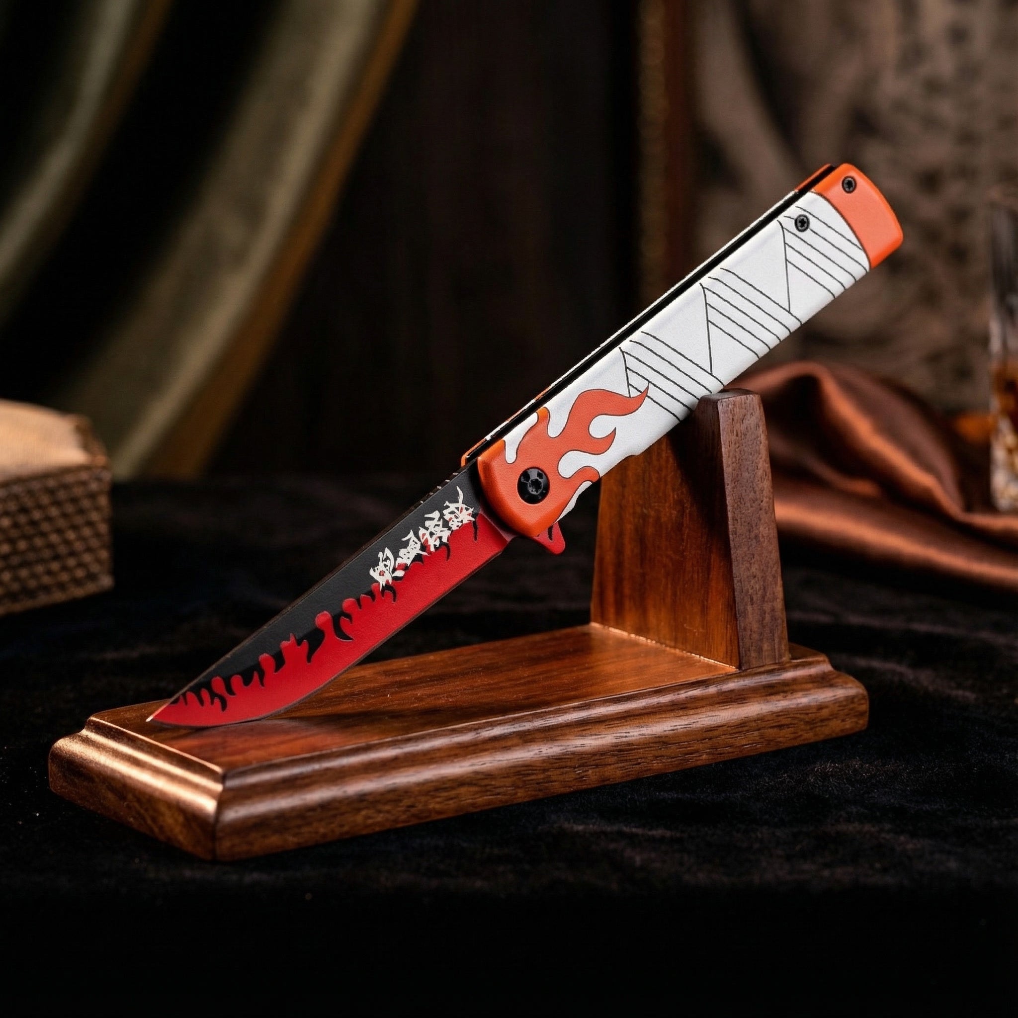 Demon Slayer Tanjrio Flame Katana Spring Assisted Knife