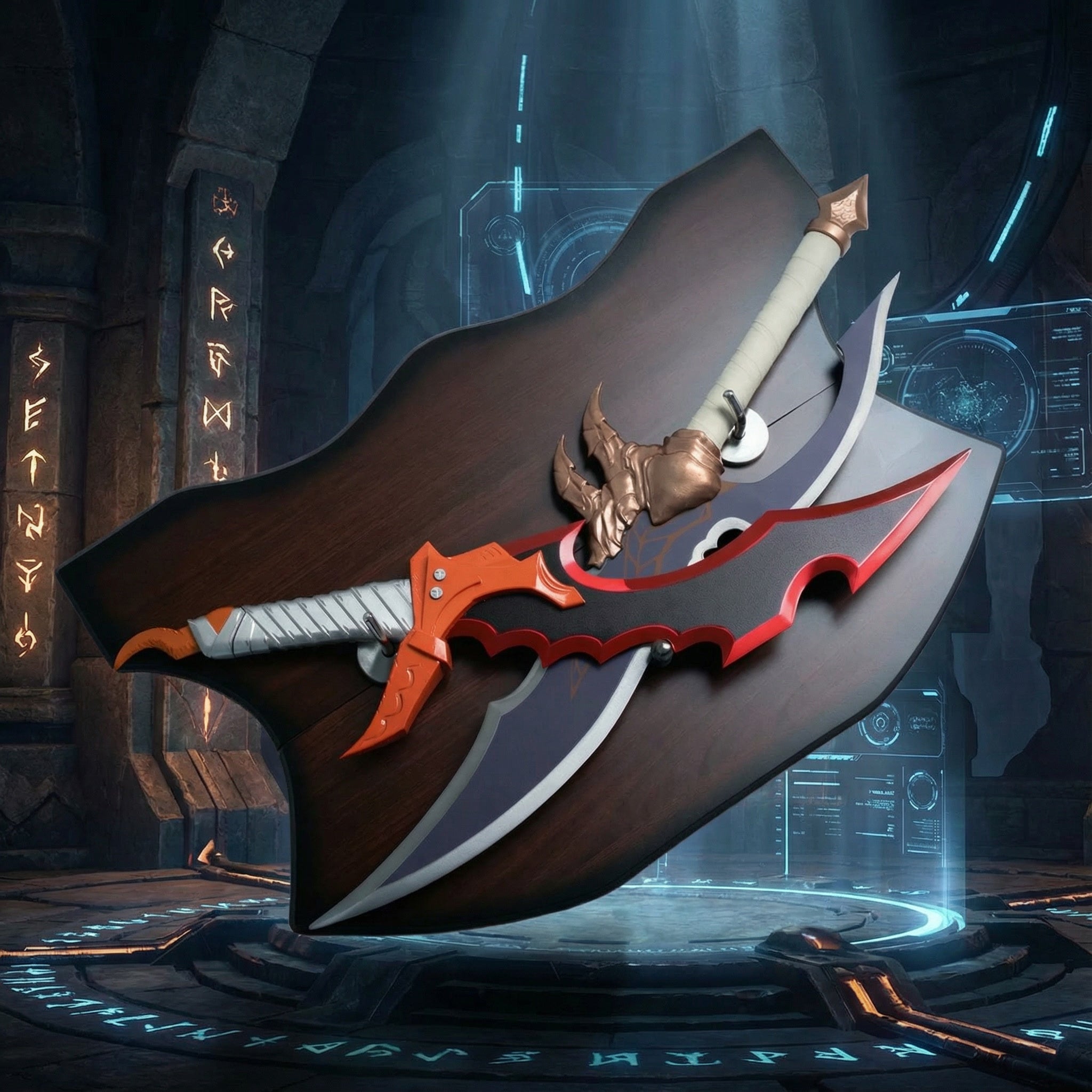 Sung Jinwoo's Kasaka and Knight Killer Metal Pair With Plaque